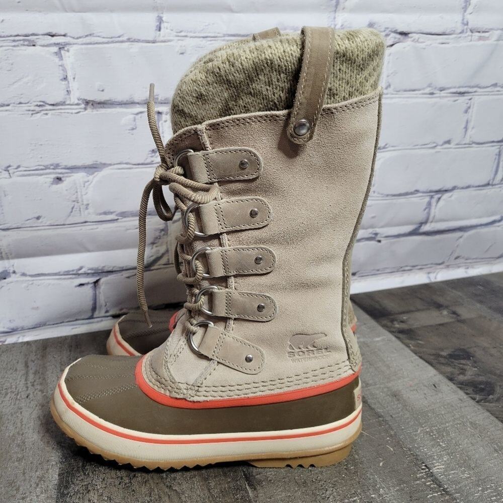 Sorel Joan of Artic Knit Winter Fossil Boots, size 6